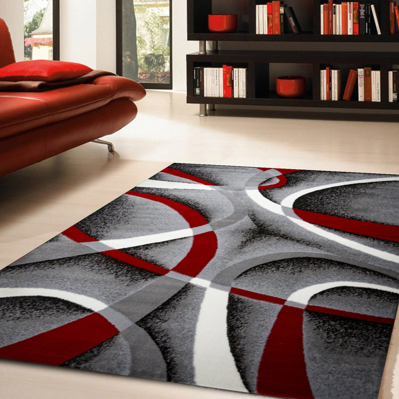 Zipcode Design Katelynn Gray/White/Wine Red/Black Area Rug & Reviews
